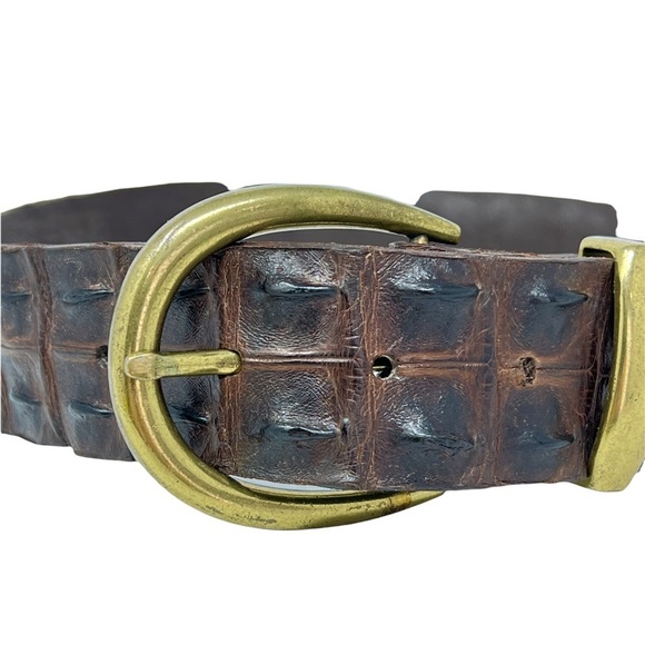 Antique Genuine Brown Hornback Belt Solid Brass Backle main image 10